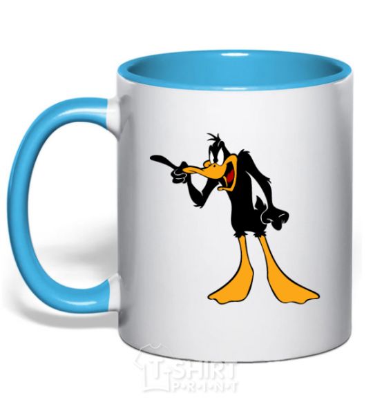 Mug with a colored handle Daffy Duck V.1 sky-blue фото