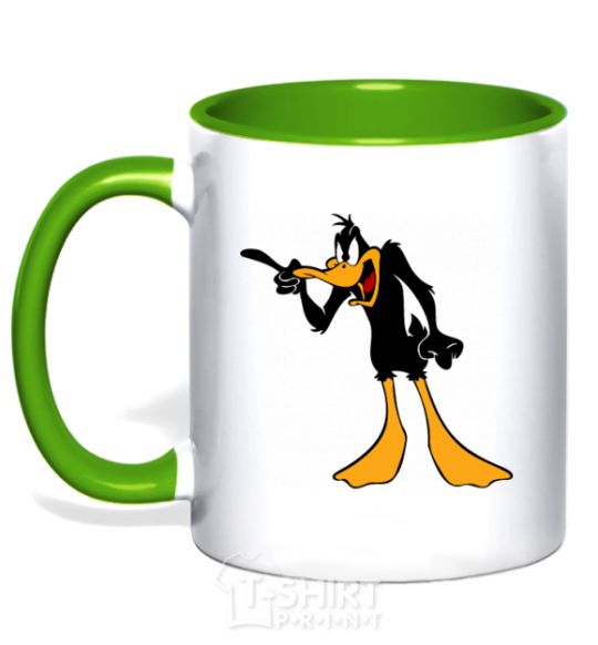 Mug with a colored handle Daffy Duck V.1 kelly-green фото