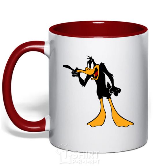 Mug with a colored handle Daffy Duck V.1 red фото