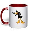 Mug with a colored handle Daffy Duck V.1 red фото