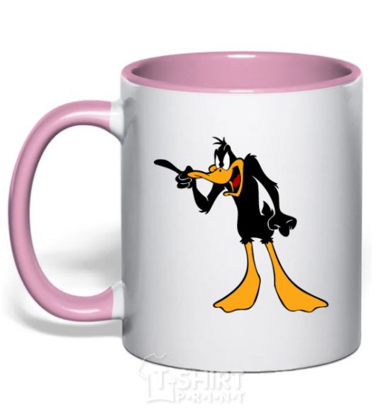 Mug with a colored handle Daffy Duck V.1 light-pink фото