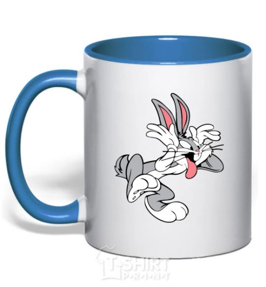 Mug with a colored handle Bugs Bunny royal-blue фото