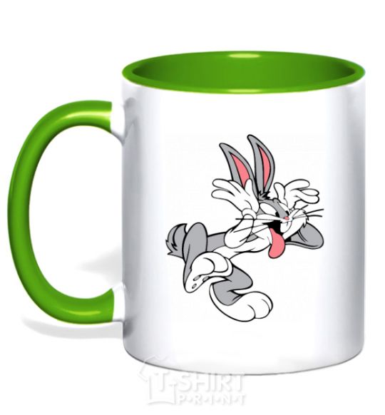 Mug with a colored handle Bugs Bunny kelly-green фото