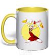 Mug with a colored handle Roger Rabbit yellow фото