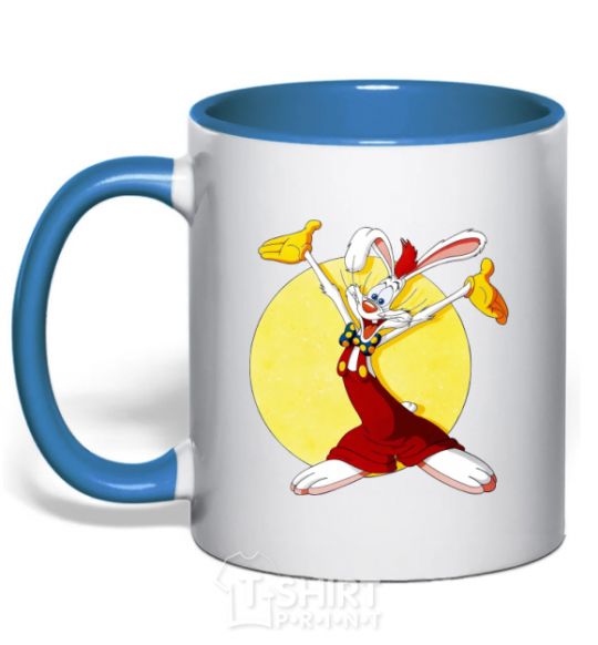 Mug with a colored handle Roger Rabbit royal-blue фото