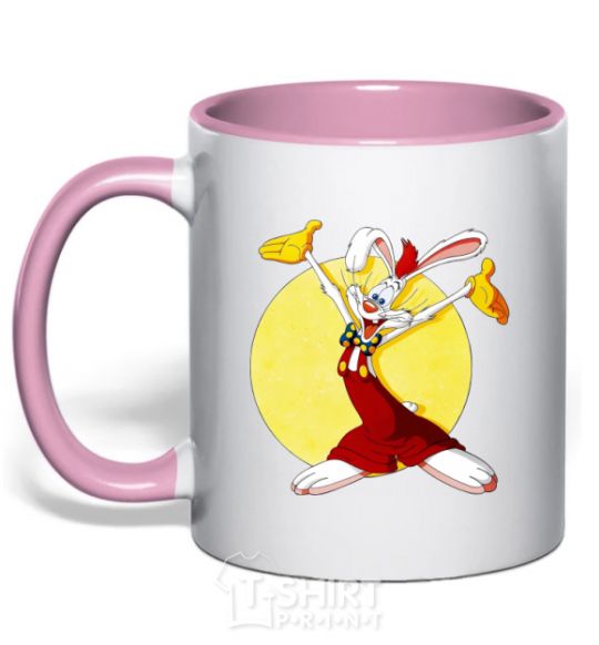 Mug with a colored handle Roger Rabbit light-pink фото