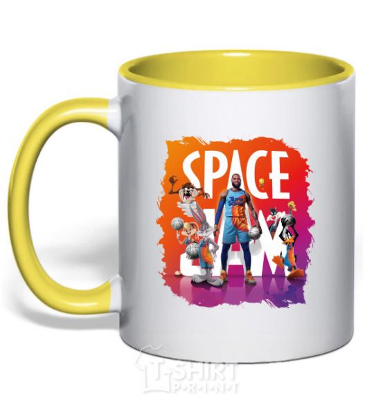 Mug with a colored handle LeBron James (Space Jam) yellow фото