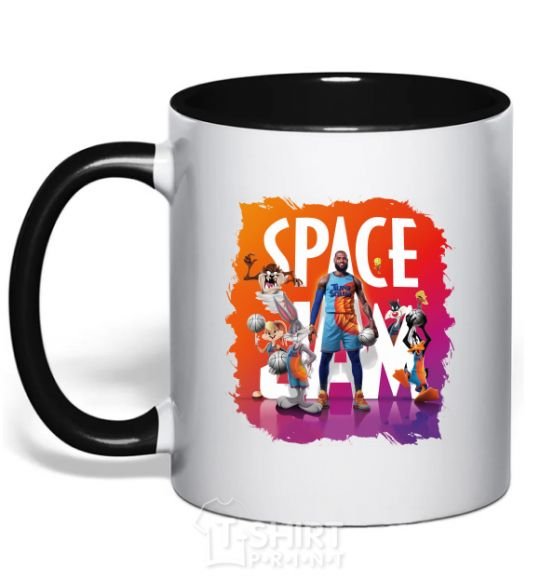 Mug with a colored handle LeBron James (Space Jam) black фото
