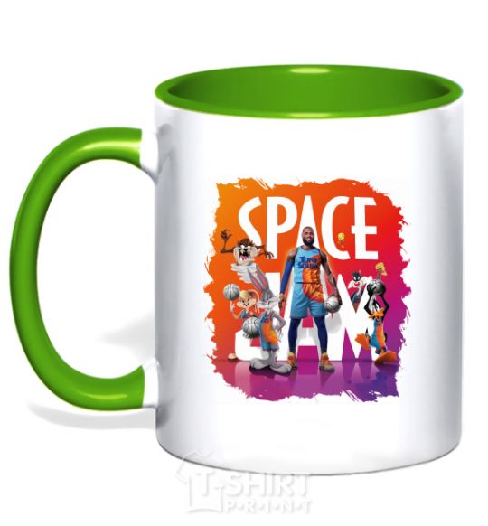Mug with a colored handle LeBron James (Space Jam) kelly-green фото