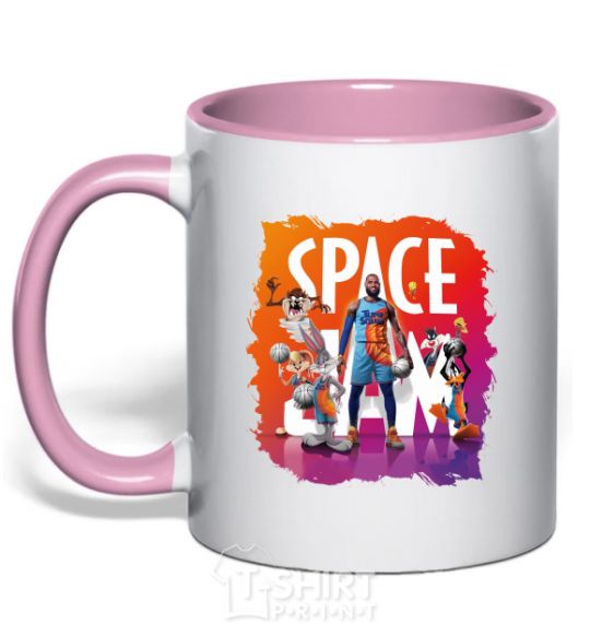 Mug with a colored handle LeBron James (Space Jam) light-pink фото