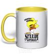 Mug with a colored handle Speedy Gonzales yellow фото