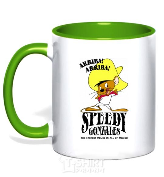Mug with a colored handle Speedy Gonzales kelly-green фото