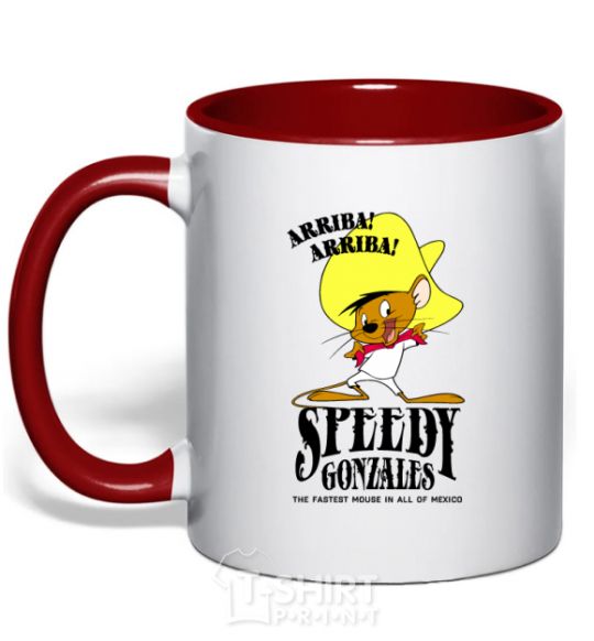 Mug with a colored handle Speedy Gonzales red фото