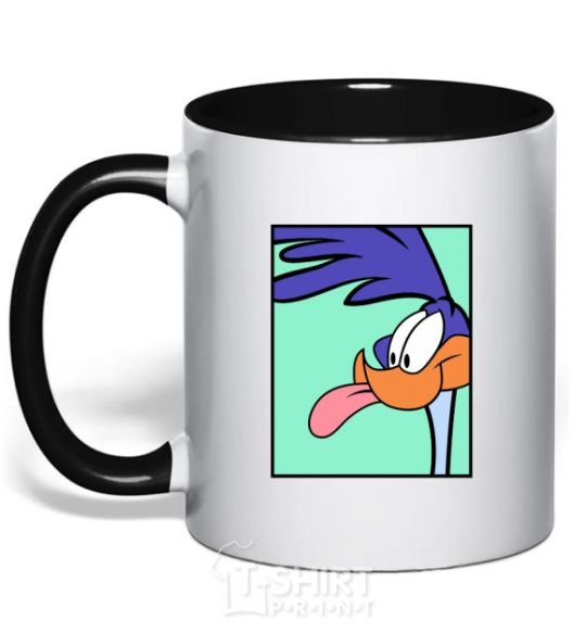 Mug with a colored handle Road Runner black фото