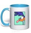 Mug with a colored handle Road Runner sky-blue фото