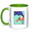 Mug with a colored handle Road Runner kelly-green фото