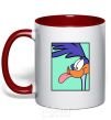 Mug with a colored handle Road Runner red фото