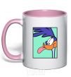Mug with a colored handle Road Runner light-pink фото