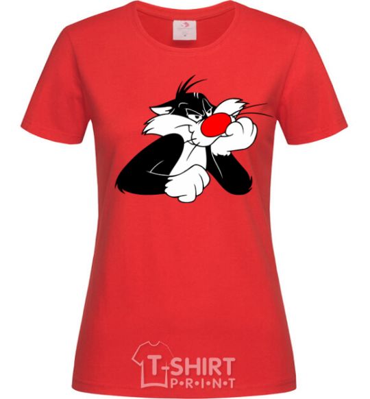 Женская футболка Sylvester Cat Красный фото