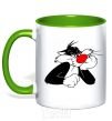Mug with a colored handle Sylvester Cat kelly-green фото