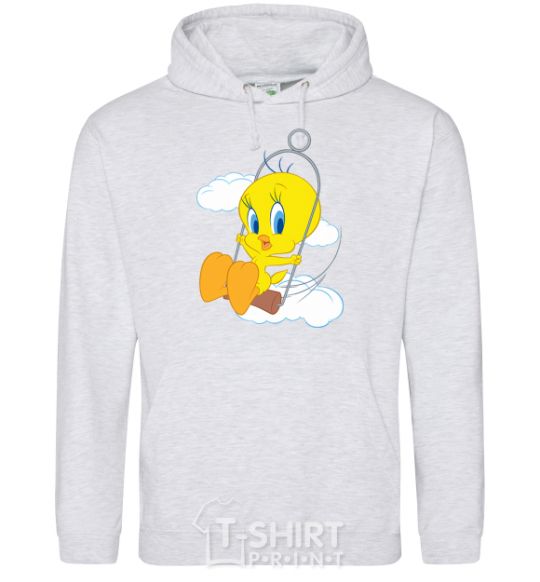 Мужская толстовка (худи) Твити (Tweety Bird) Серый меланж фото