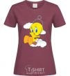 Women's T-shirt Tweety Bird burgundy фото