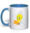 Mug with a colored handle Tweety Bird royal-blue фото