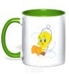 Mug with a colored handle Tweety Bird kelly-green фото