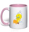 Mug with a colored handle Tweety Bird light-pink фото