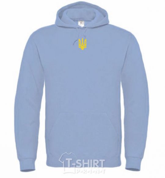 Men`s hoodie Coat of arms small print sky-blue фото