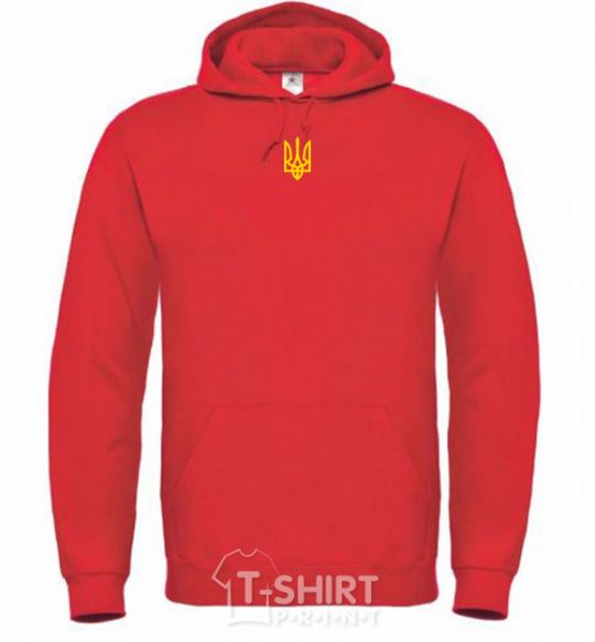 Men`s hoodie Coat of arms small print bright-red фото