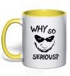 Mug with a colored handle Why so serious yellow фото