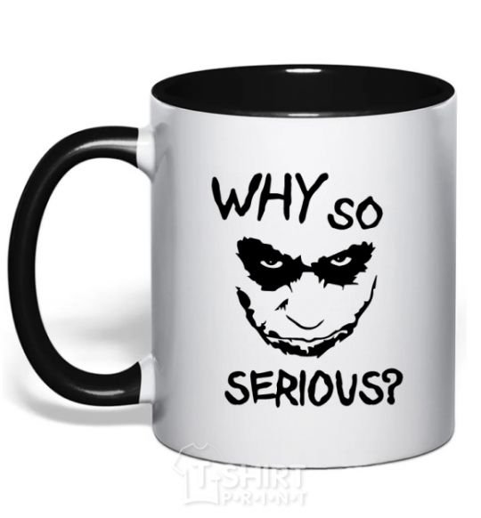 Чашка с цветной ручкой Why so serious Черный фото