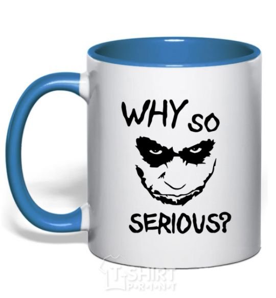 Mug with a colored handle Why so serious royal-blue фото