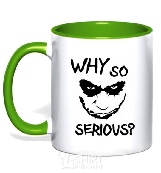 Чашка с цветной ручкой Why so serious Зеленый фото