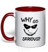 Mug with a colored handle Why so serious red фото