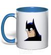 Mug with a colored handle Batman is fun royal-blue фото