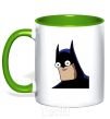 Mug with a colored handle Batman is fun kelly-green фото