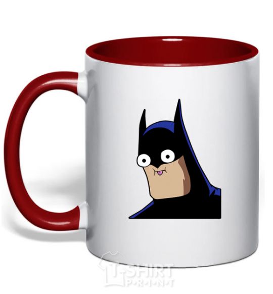 Mug with a colored handle Batman is fun red фото