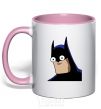 Mug with a colored handle Batman is fun light-pink фото