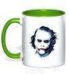 Mug with a colored handle The joker is drawn kelly-green фото