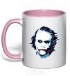 Mug with a colored handle The joker is drawn light-pink фото