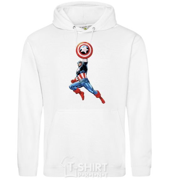 Men`s hoodie Captain America with a shield White фото