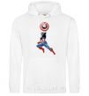 Men`s hoodie Captain America with a shield White фото