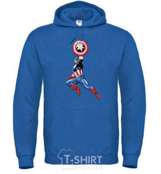 Men`s hoodie Captain America with a shield royal фото