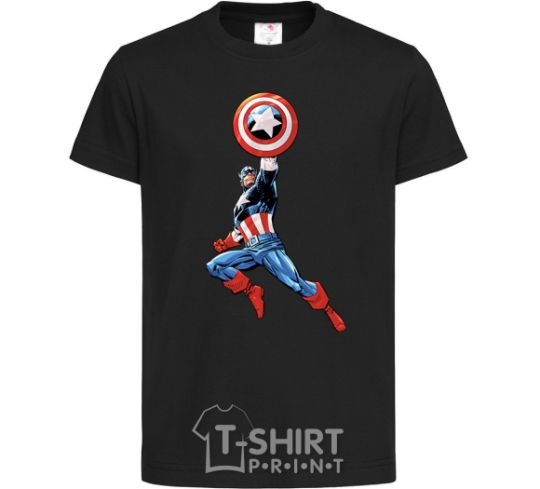 Детская футболка Капітан Америка з щитом Черный фото