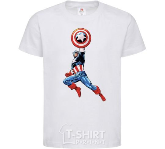 Kids T-shirt Captain America with a shield White фото