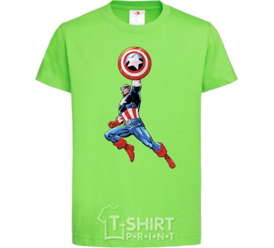 Kids T-shirt Captain America with a shield orchid-green фото