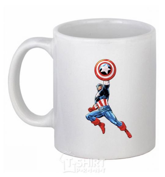 Ceramic mug Captain America with a shield White фото