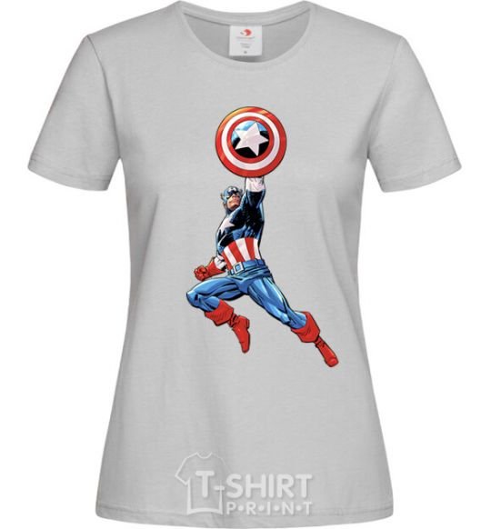 Женская футболка Капітан Америка з щитом Серый фото